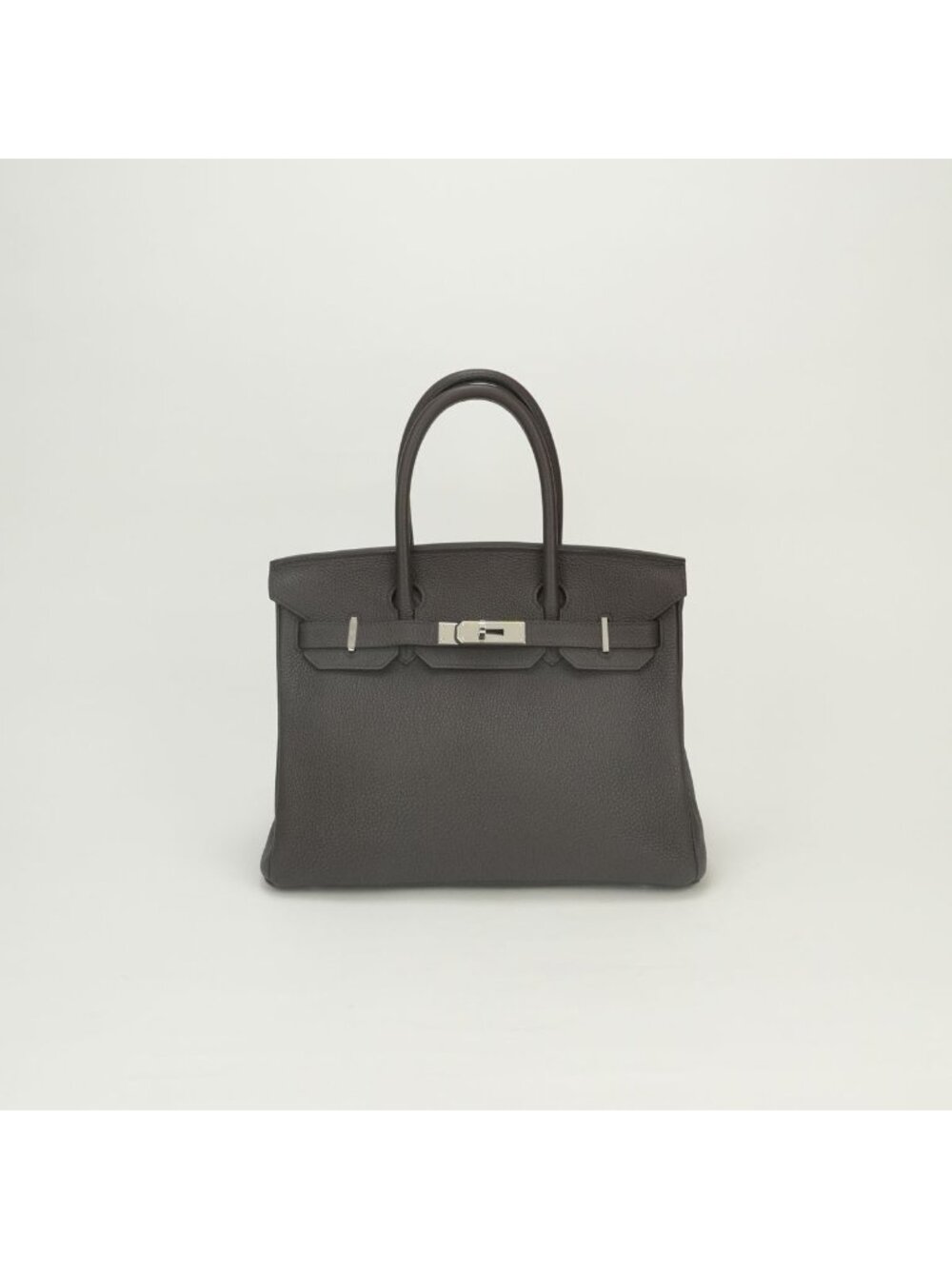 Hermes Birkin 30 Verso Bicolor Tote Bag Togo Ebene Toffee Brown Silver